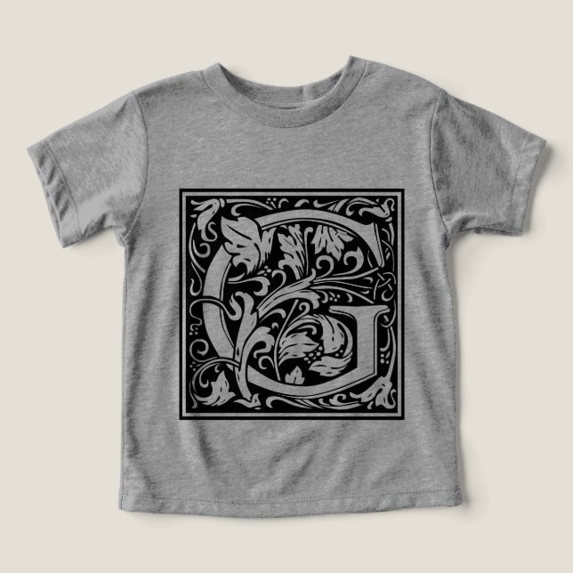 Brev G Medieval Monogram Art nouveau T-shirt (Design Framsida)