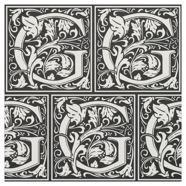 Brev G Medieval Monogram Art nouveau Tyg (Provkarta)