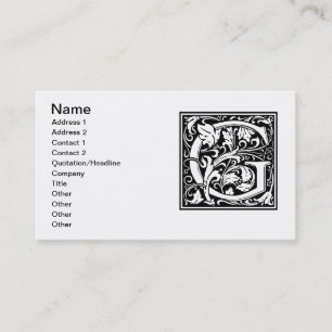 Brev G Medieval Monogram Art nouveau Visitkort
