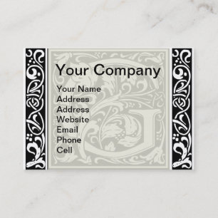 Brev G Medieval Monogram Art nouveau Visitkort