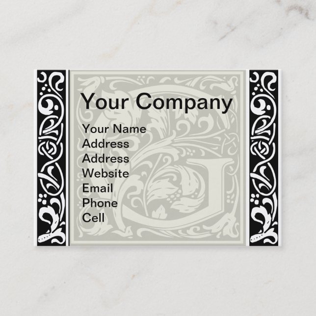 Brev G Medieval Monogram Art nouveau Visitkort (Framsida)