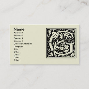 Brev G Medieval Monogram Art nouveau Visitkort