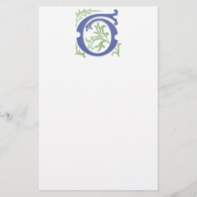 Brev G Monogram Fleur de lis Brevpapper (Framsida)