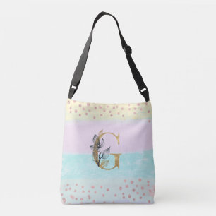 *~ BREV G Monogram Guld Glitter Pastel Färger Axelväska