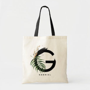 Brev G Monogram Personlig Tropisk Löv Tygkasse