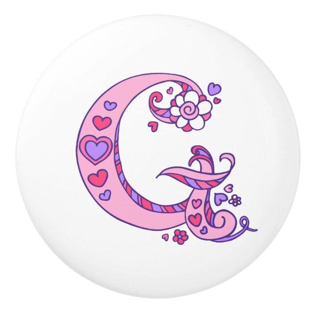 Brev G-monogramblommor och hjärtan Knopp (Framsidan)