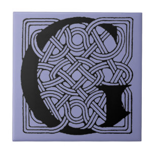 Brev G Vintage Celtic Knot Monogram Kakelplatta