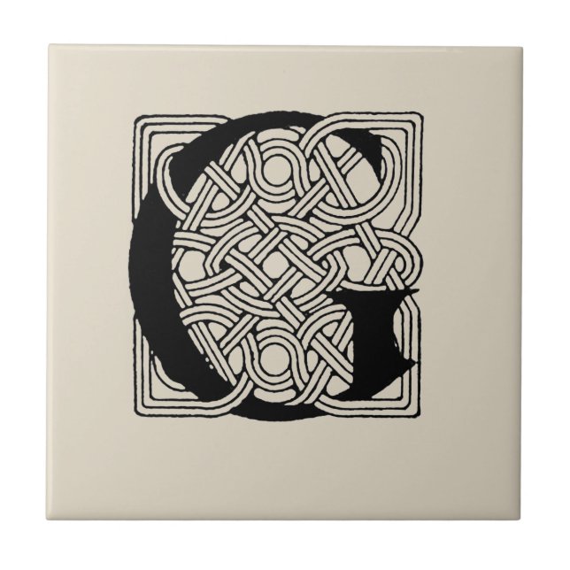 Brev G Vintage Celtic Knot Monogram Kakelplatta (Framsidan)