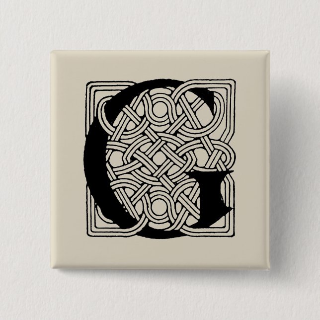 Brev G Vintage Celtic Knot Monogram Knapp (Framsida)