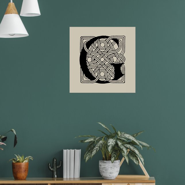 Brev G Vintage Celtic Knot Monogram Poster (Vardagsrum 1)