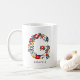 BREV G | Whimsique Blommigt Brev Monogram I Mugg