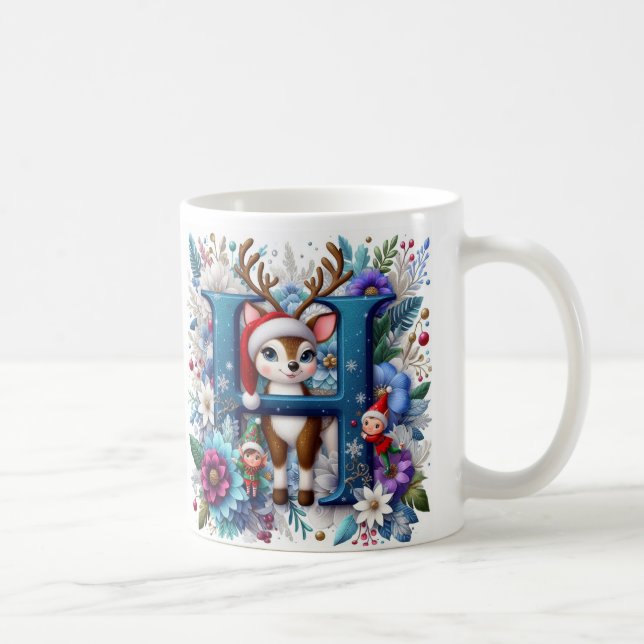 Brev H, anpassade, renar, njurar Kaffemugg (Höger)