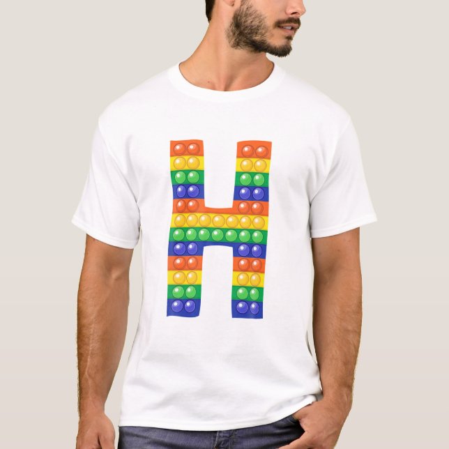 Brev H Capital Alphabet Fidget Pop It FUNNY Matc T Shirt (Framsida)