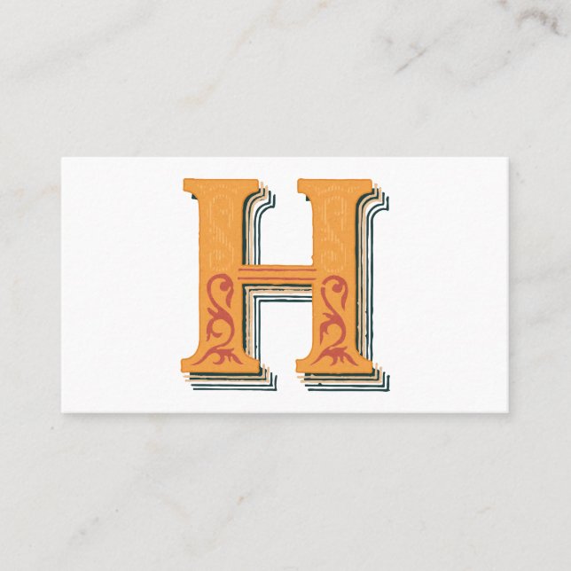 Brev ’H’-Elegant broized Visitkort (Framsida)