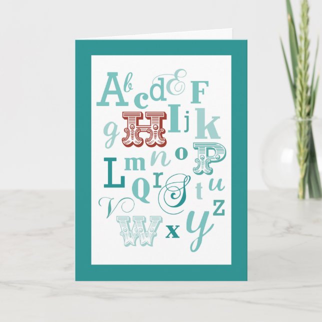 Brev H - födelsedag i Alphabet i Namn Kort (Framsida)