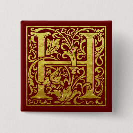 Brev H Första Brev Faux Guld Knapp