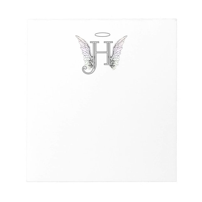 Brev H Initial Monogram med Angel Vingar & Halo Anteckningsblock (Framsida)