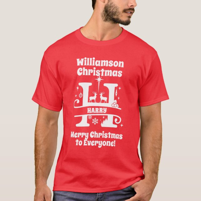 Brev H jul - Monogram - första familjen Namn    T Shirt (Framsida)