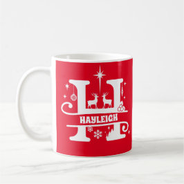 Brev H jul Monogram Initial Namn Red   Kaffemugg