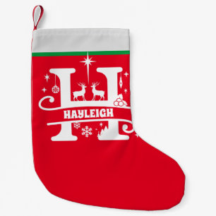 Brev H jul Monogram Initial Namn Red White Liten Julstrumpa