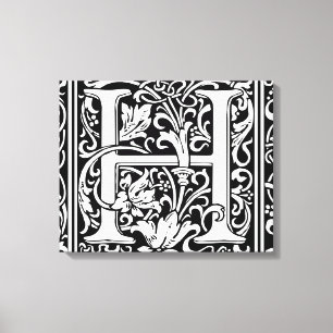 Brev H Medieval Monogram Art nouveau Canvastryck