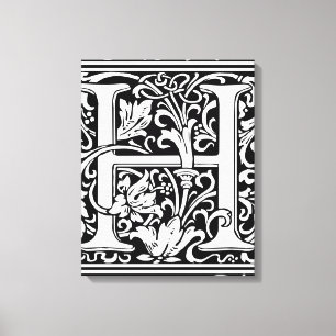 Brev H Medieval Monogram Art nouveau Canvastryck