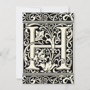 Brev H Medieval Monogram Art nouveau Inbjudningar