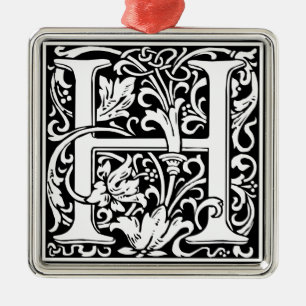 Brev H Medieval Monogram Art nouveau Julgransprydnad Metall