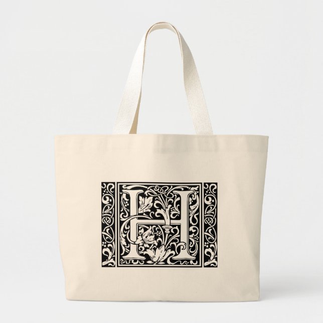 Brev H Medieval Monogram Art nouveau Jumbo Tygkasse (Framsidan)