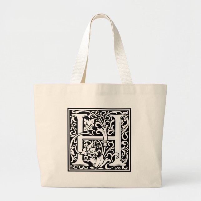 Brev H Medieval Monogram Art nouveau Jumbo Tygkasse (Framsidan)