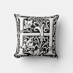 Brev H Medieval Monogram Art nouveau Kudde