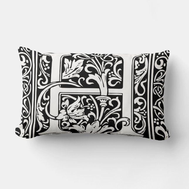 Brev H Medieval Monogram Art nouveau Lumbarkudde (Framsida)