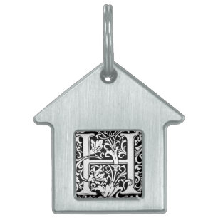 Brev H Medieval Monogram Art nouveau Namnbricka Husdjur