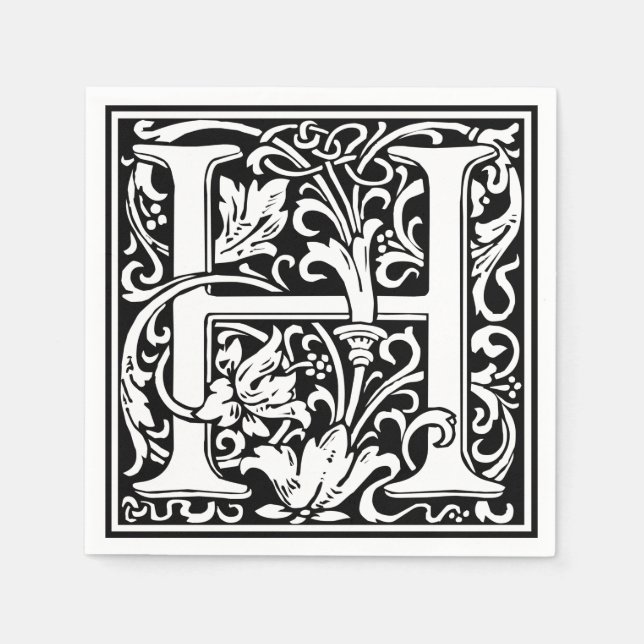 Brev H Medieval Monogram Art nouveau Pappersservett (Framsidan)