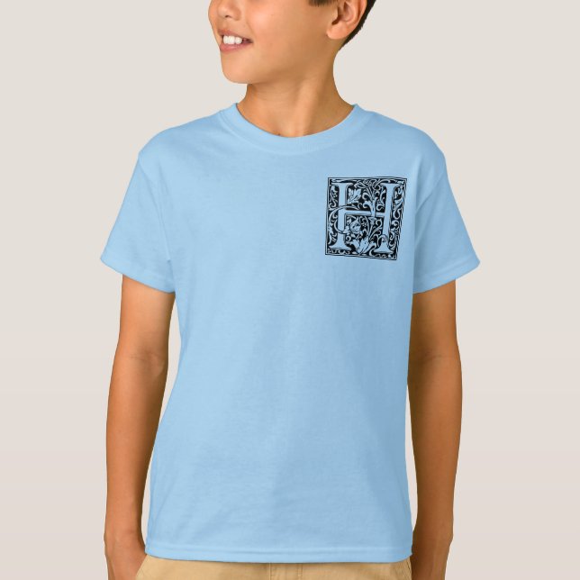 Brev H Medieval Monogram Art nouveau T Shirt (Framsida)