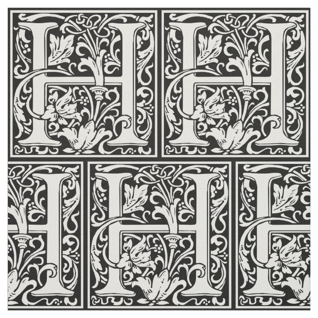 Brev H Medieval Monogram Art nouveau Tyg (Provkarta)