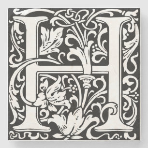 Brev H Medieval Monogram Art nouveau Underlägg Sten