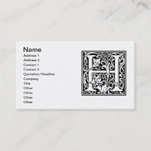 Brev H Medieval Monogram Art nouveau Visitkort