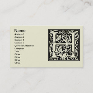 Brev H Medieval Monogram Art nouveau Visitkort