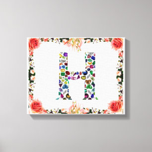 Brev H Monogram Canvastryck