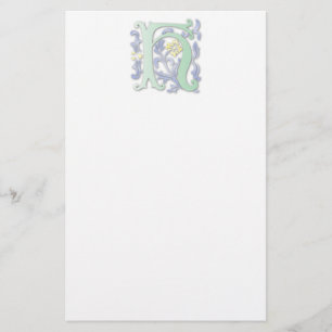 Brev H Monogram Fleur de lis Brevpapper