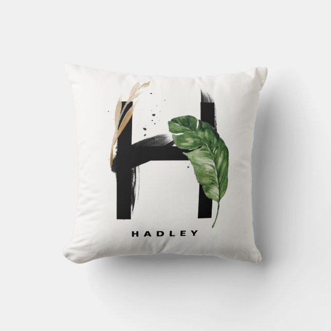 Brev H Monogram Handflatan Löv Tropical Kudde (Framsida)