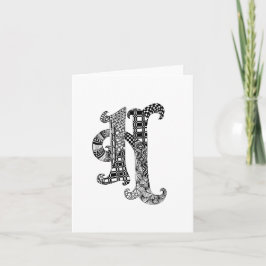 Brev H Monogram i svartvitt Anteckningskort