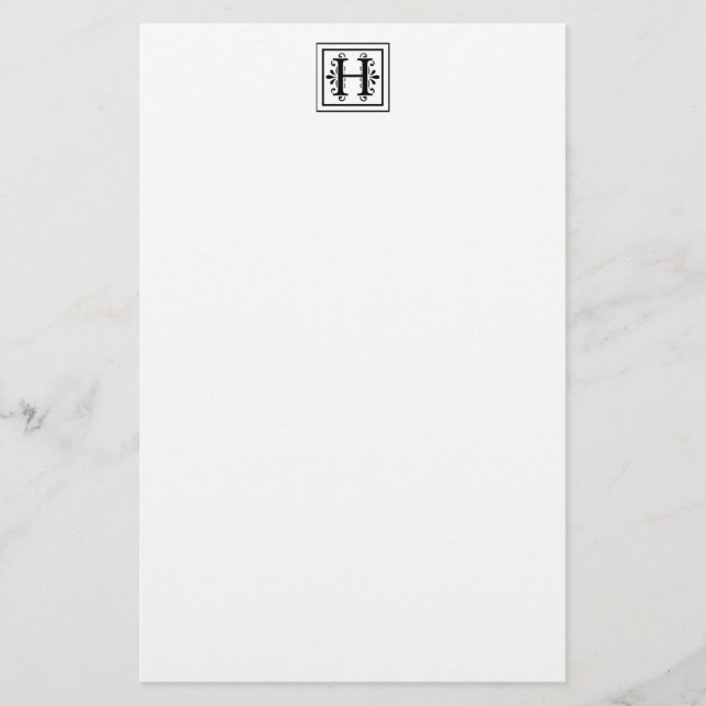 Brev H Monogram Stationery Brevpapper (Framsida)