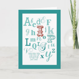 Brev I Birthday Teal & Red i Namn Kort