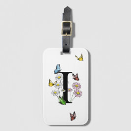 Brev I Blommigt Butterfly Monogram Initial Bagagebricka