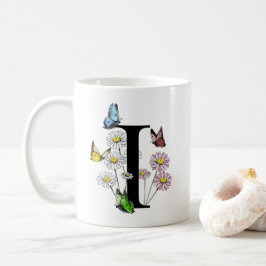 Brev I Botaniskt vattenfärgsfjäril Monogram Kaffemugg