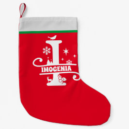 Brev I jul Monogram Initial Namn Red White Liten Julstrumpa