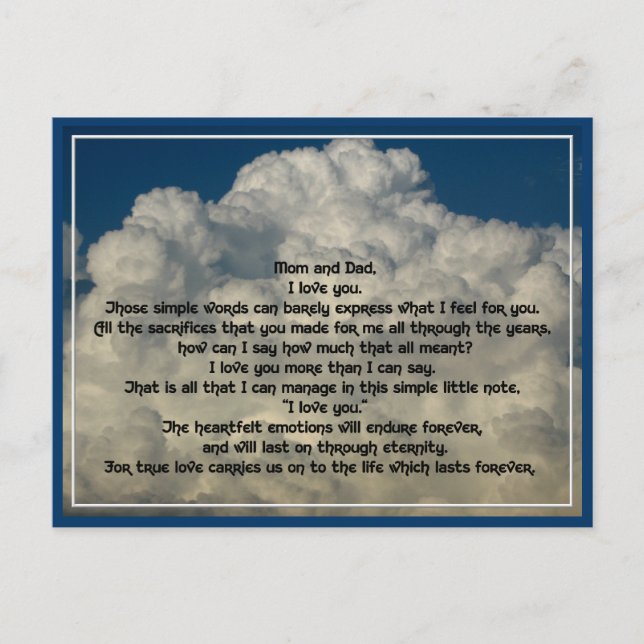 Brev i kärlek till föräldrar vykort (Framsida)