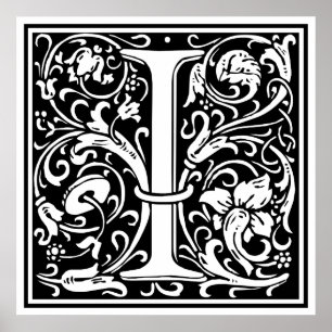Brev I Medeltida Monogram Art Nouveau Poster